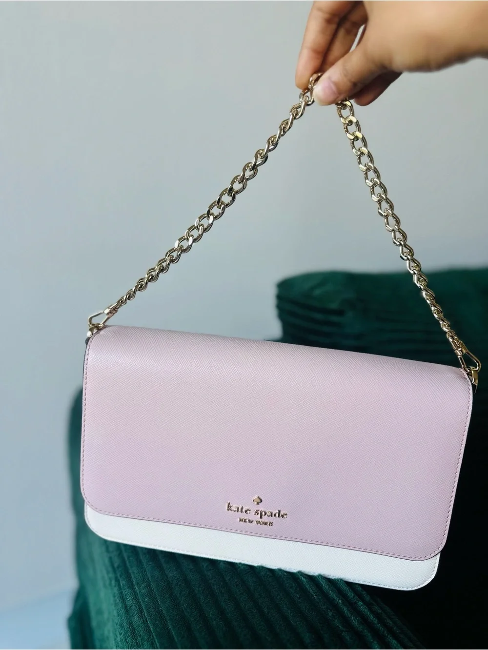 kate spade Pink and Cream Colorblock Crossbody Clutch